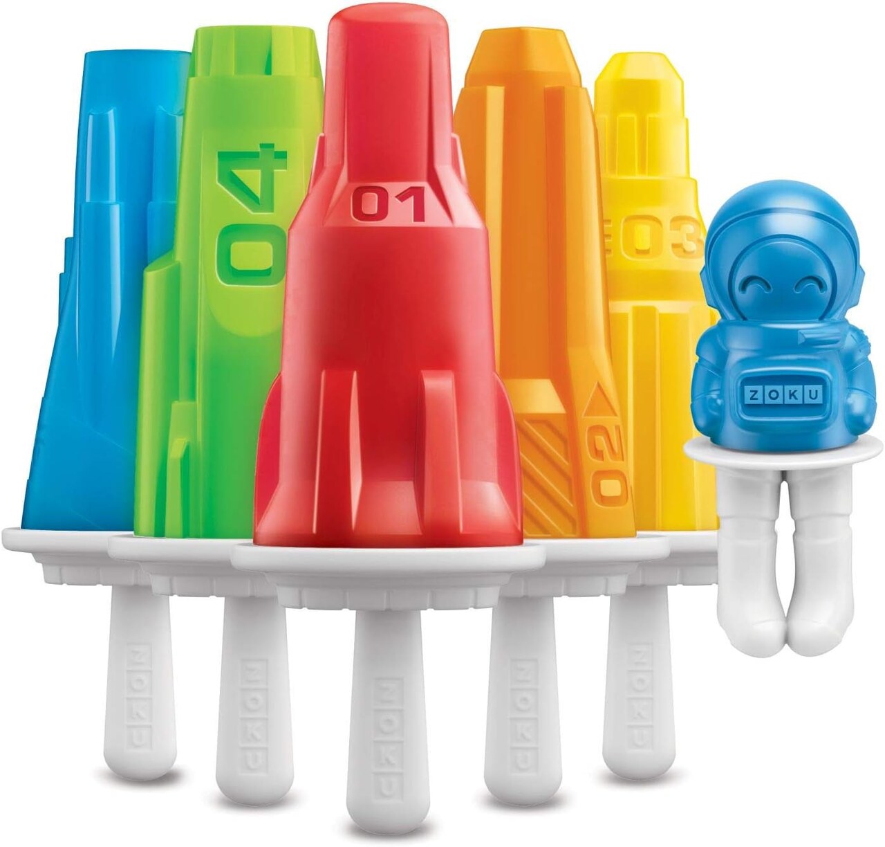 Space Ice Pop Molds, 6 Rocket and Astronaut-shaped Popsicles Molds in One Tray with Reusable Popsicle Sticks, BPA-free